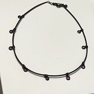 Mini‎ Purple Pendants Wire Necklace 12” - 14”